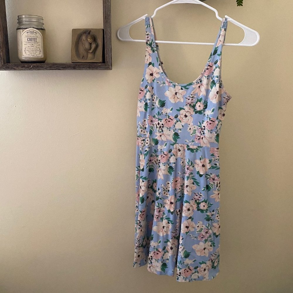 Blue Floral Patterned Dress
